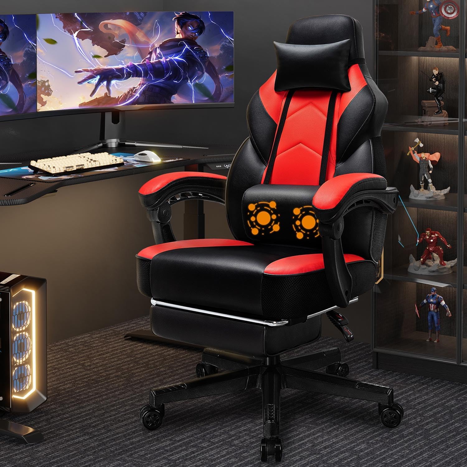Gaming Chair - Kursi Gaming dengan Sandaran Kaki, Penyangga