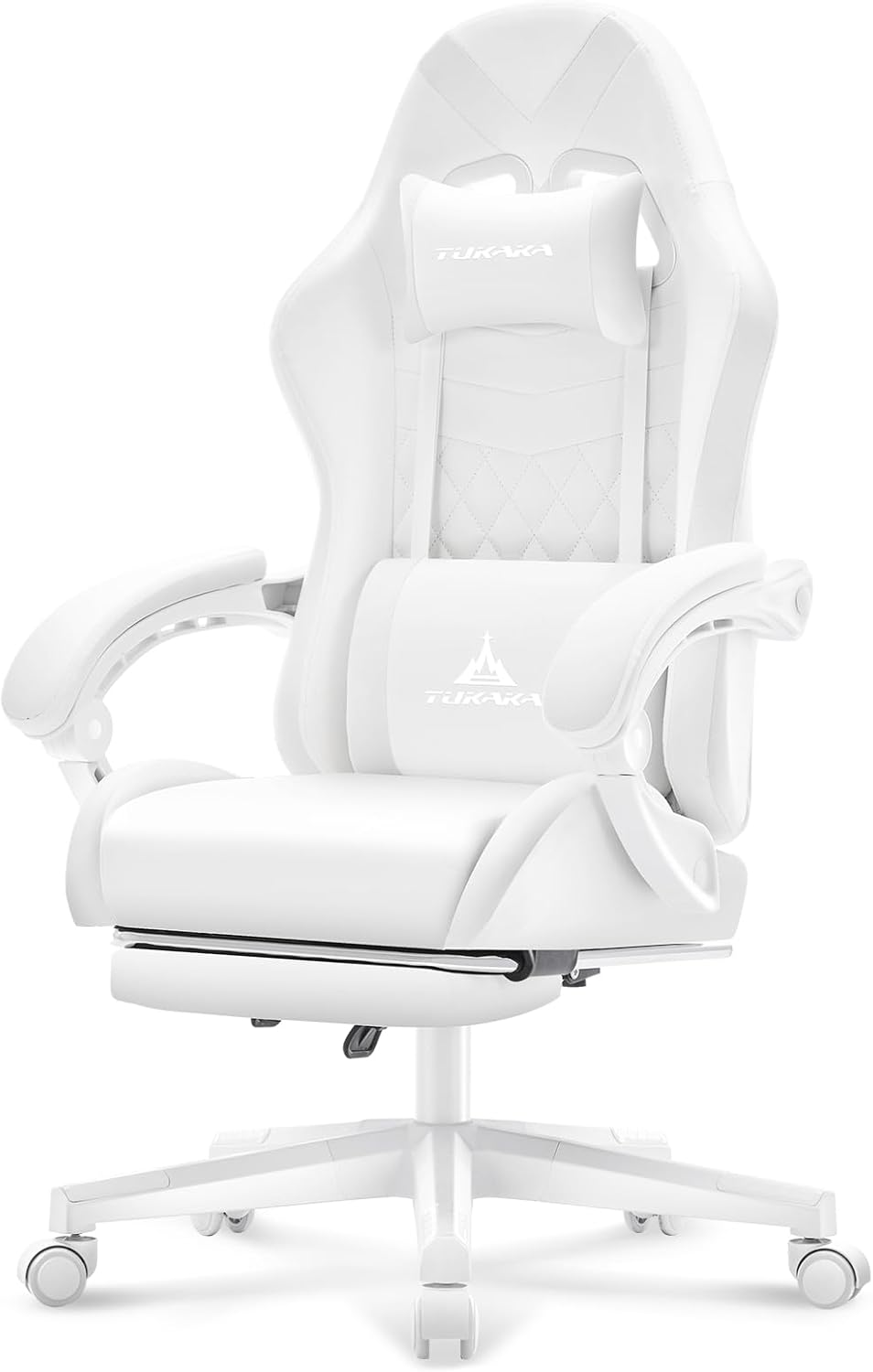 Gaming Chair - Kursi Gaming Ergonomis Putih dengan Sandaran